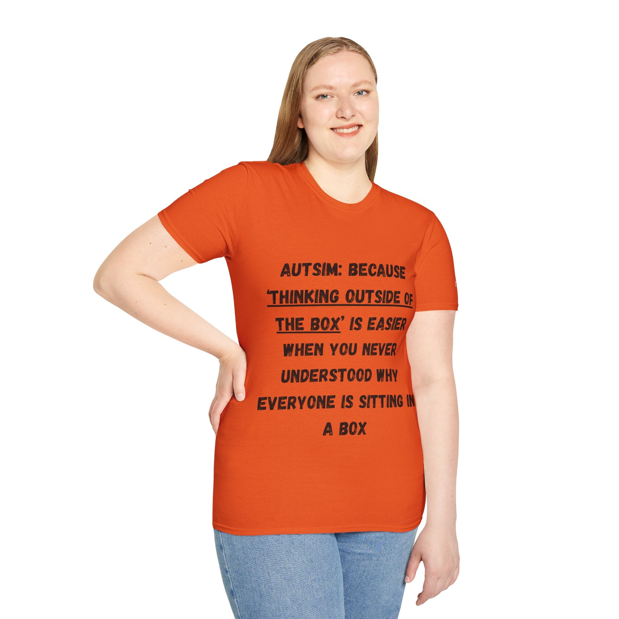 Autism Awareness T-Shirt — "Autism: Because Thinking Outside of the Box Is Easier"