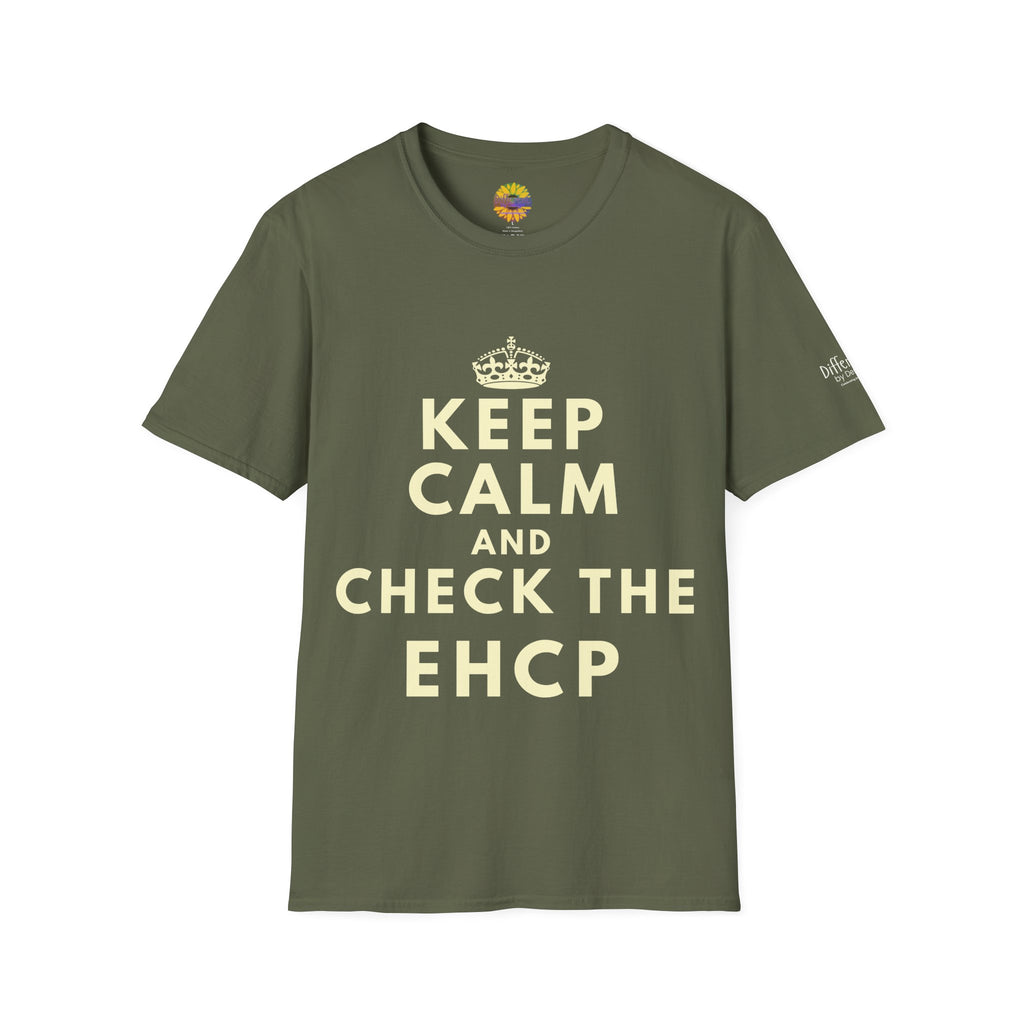 Keep Calm and Check the EHCP - Unisex Softstyle T-Shirt. perfect for SEND Departments, Teachers, TA's, SENDCO's