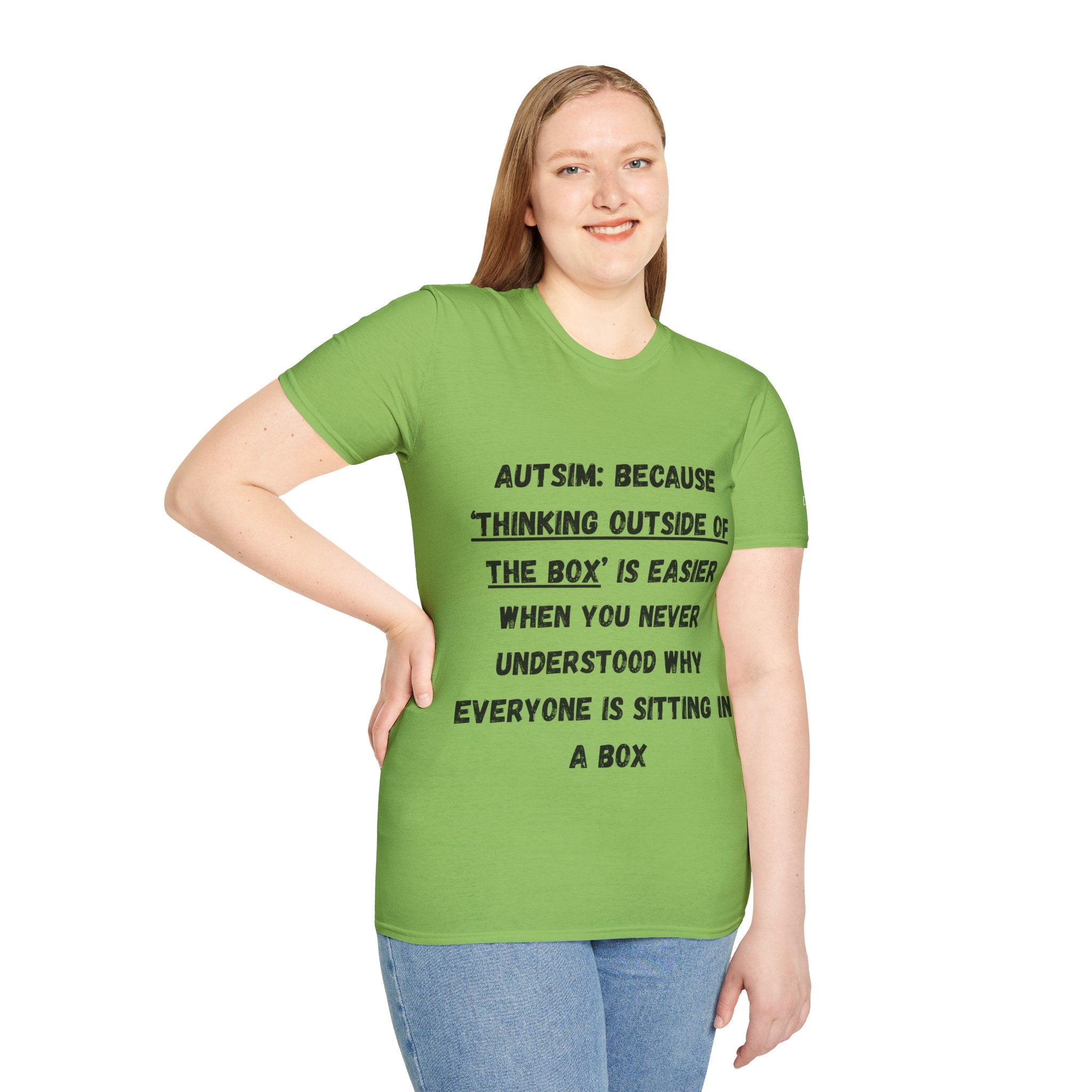 Autism Awareness T-Shirt — "Autism: Because Thinking Outside of the Box Is Easier"