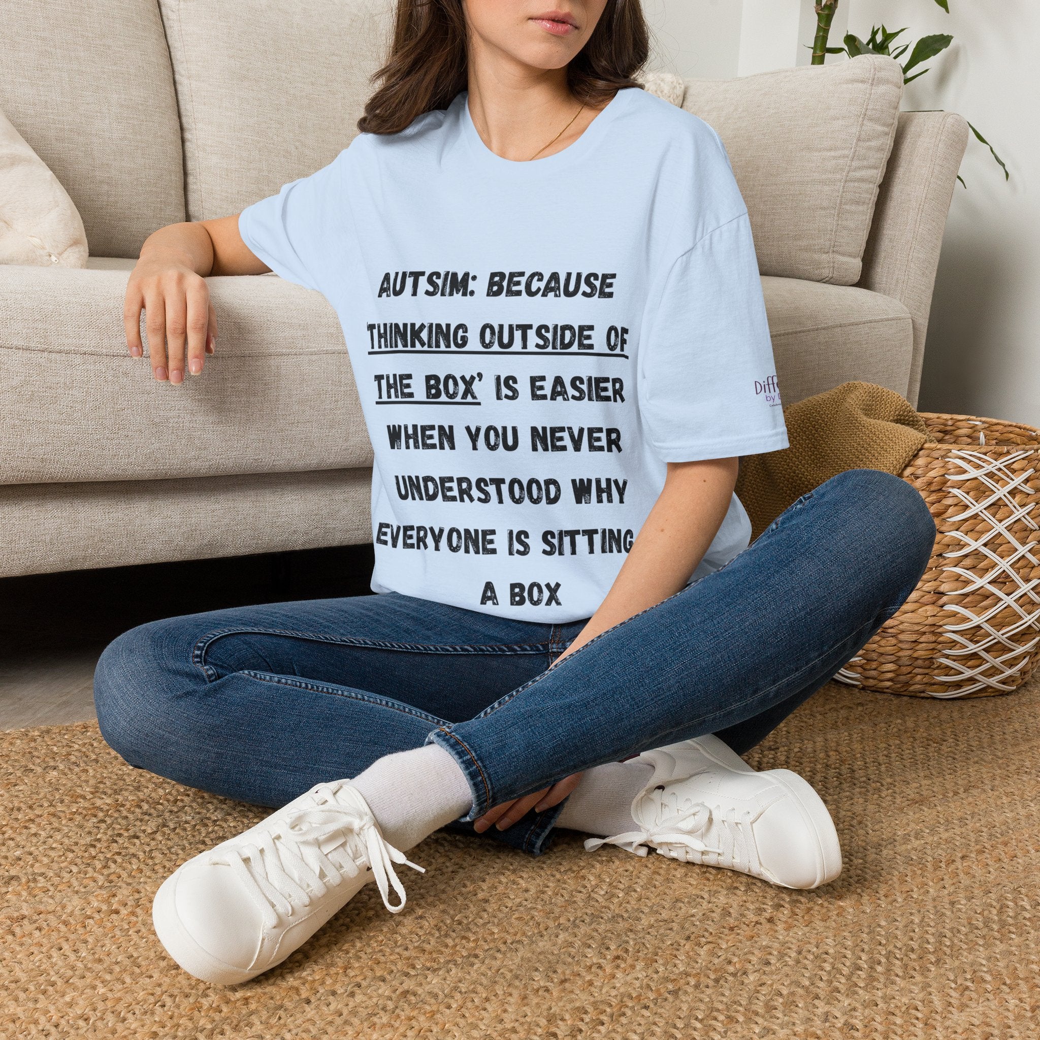 Autism Awareness T-Shirt — "Autism: Because Thinking Outside of the Box Is Easier"