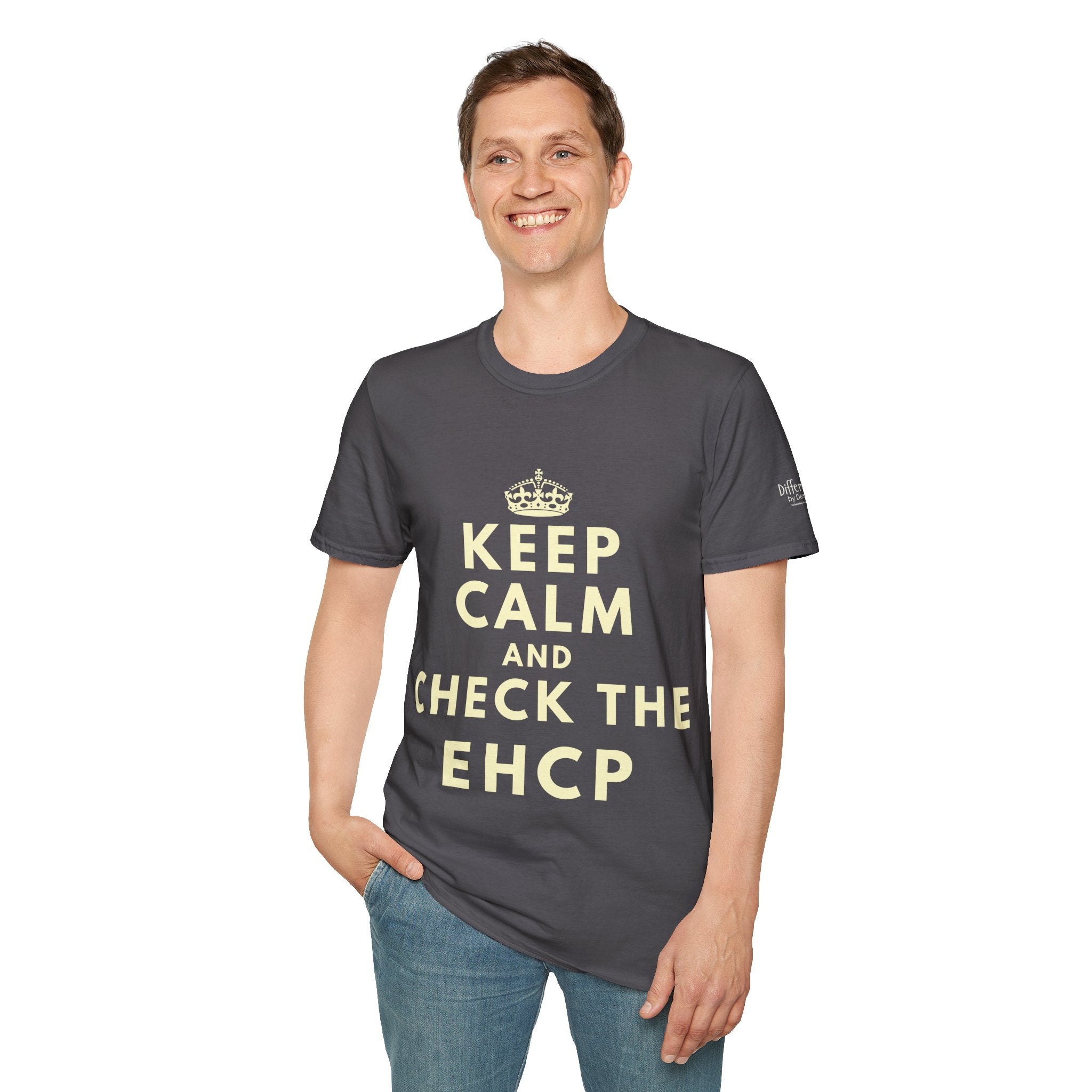 Keep Calm and Check the EHCP - Unisex Softstyle T-Shirt. perfect for SEND Departments, Teachers, TA's, SENDCO's