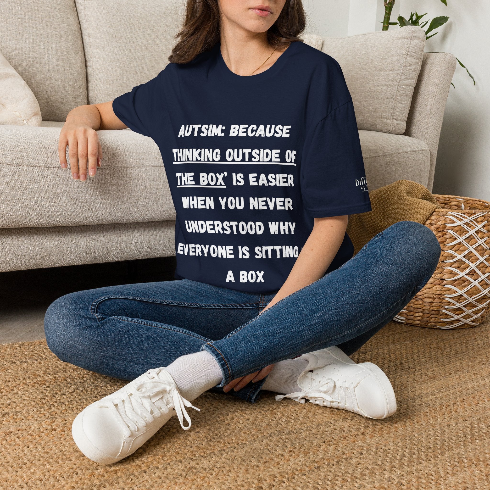 Autism Awareness T-Shirt — "Autism: Because Thinking Outside of the Box Is Easier"