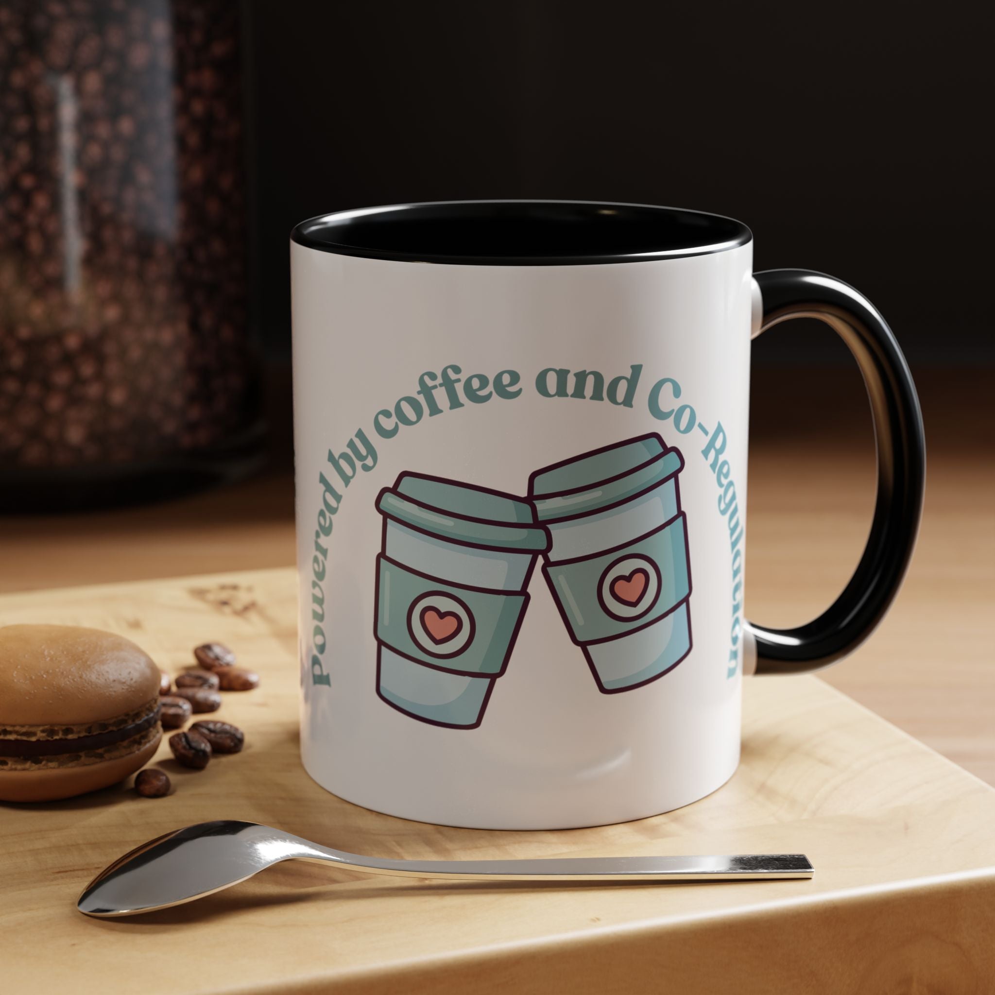 Coffee Mug — "Powered by Coffee and Co-Regulation" Funny SEND Slogan mug, cup