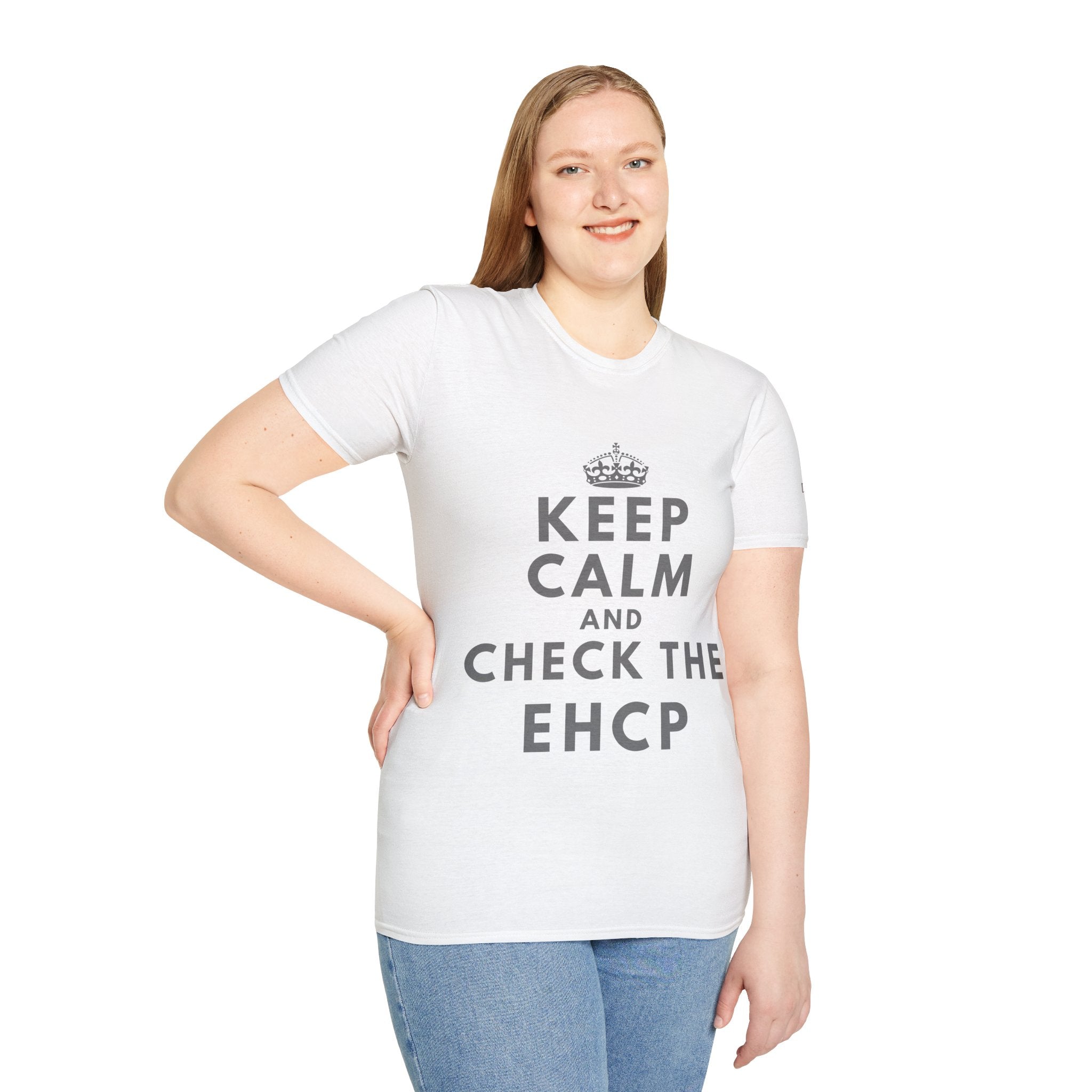 Keep Calm and Check the EHCP - Unisex Softstyle T-Shirt. perfect for SEND Departments, Teachers, TA's, SENDCO's