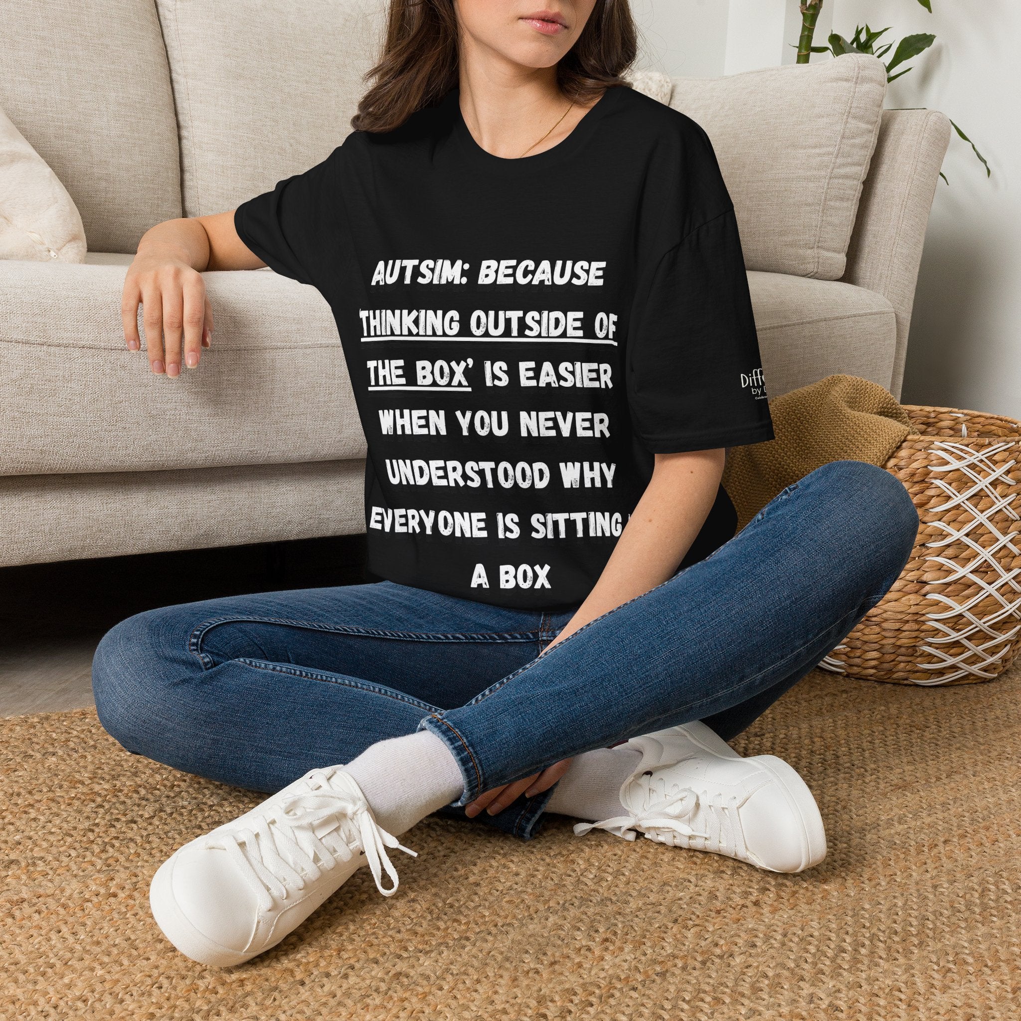 Autism Awareness T-Shirt — "Autism: Because Thinking Outside of the Box Is Easier"