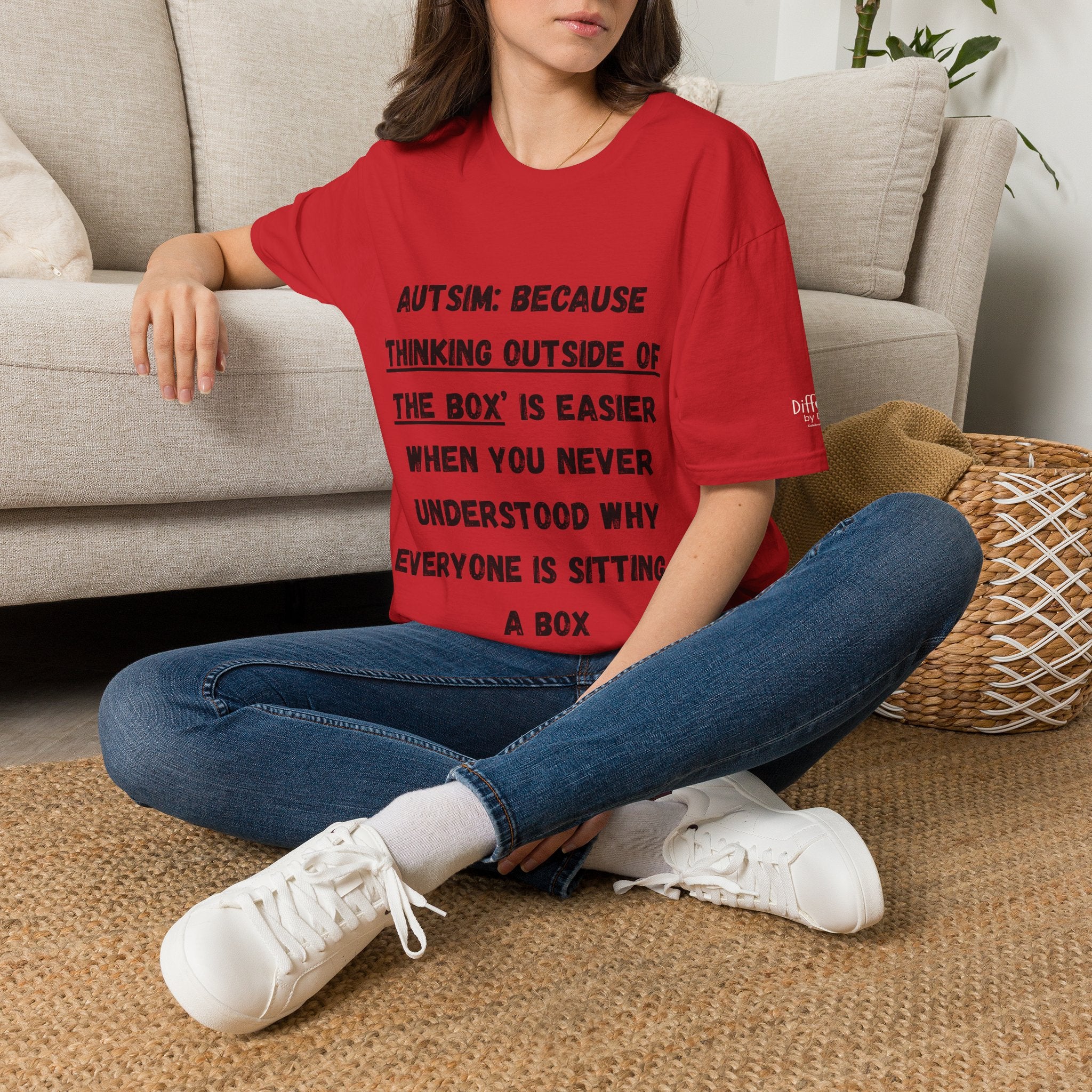 Autism Awareness T-Shirt — "Autism: Because Thinking Outside of the Box Is Easier"