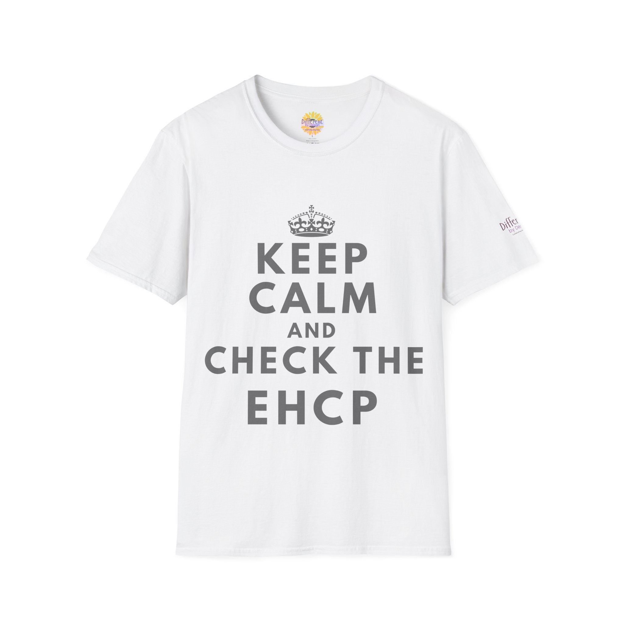 Keep Calm and Check the EHCP - Unisex Softstyle T-Shirt. perfect for SEND Departments, Teachers, TA's, SENDCO's