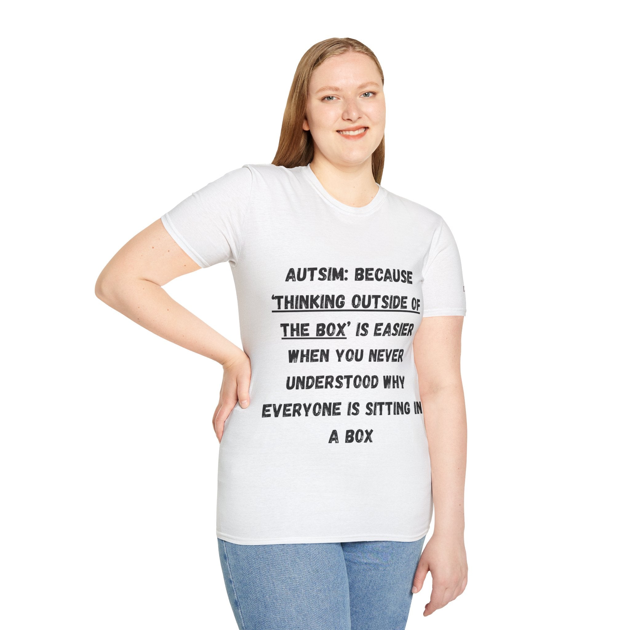 Autism Awareness T-Shirt — "Autism: Because Thinking Outside of the Box Is Easier"