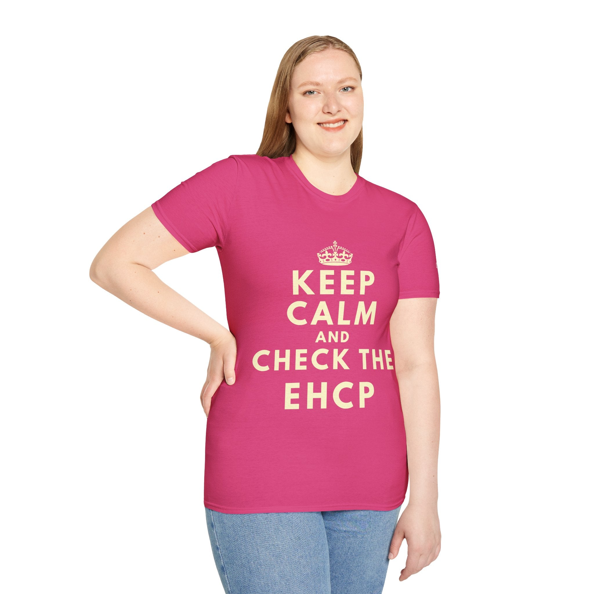 Keep Calm and Check the EHCP - Unisex Softstyle T-Shirt. perfect for SEND Departments, Teachers, TA's, SENDCO's