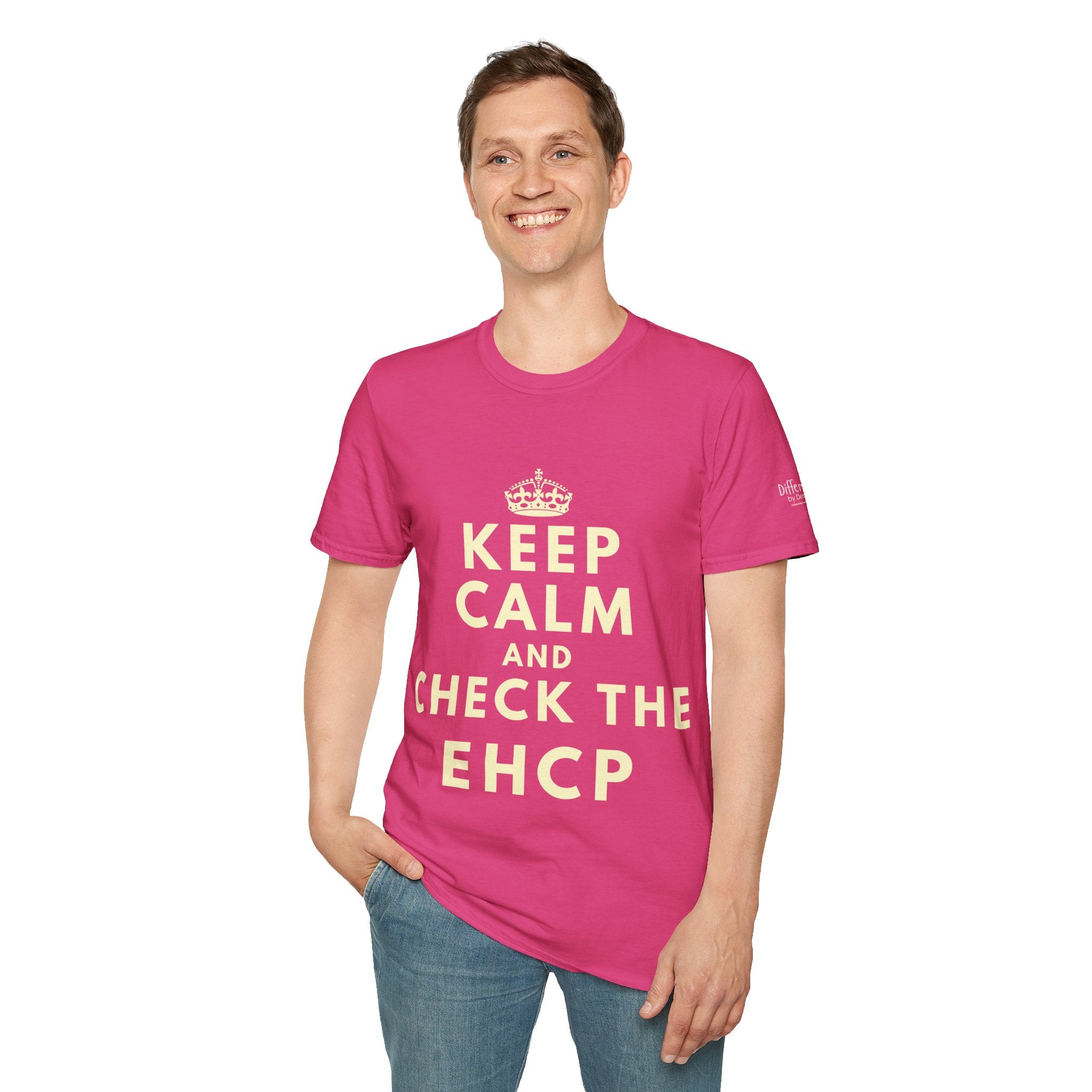 Keep Calm and Check the EHCP - Unisex Softstyle T-Shirt. perfect for SEND Departments, Teachers, TA's, SENDCO's