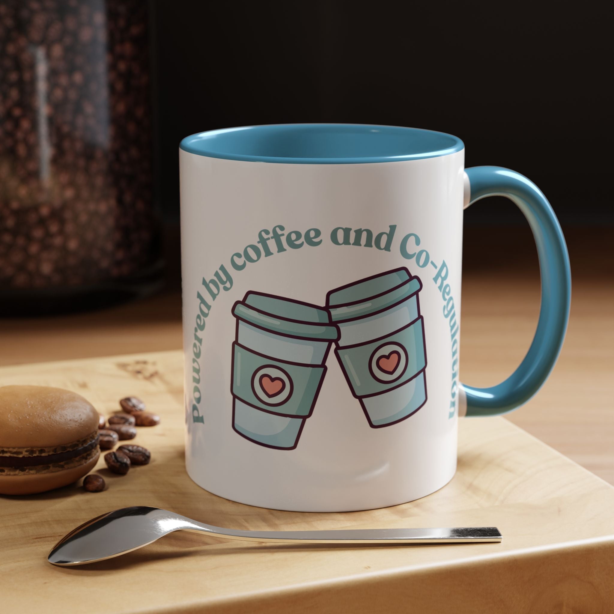 Coffee Mug — "Powered by Coffee and Co-Regulation" Funny SEND Slogan mug, cup
