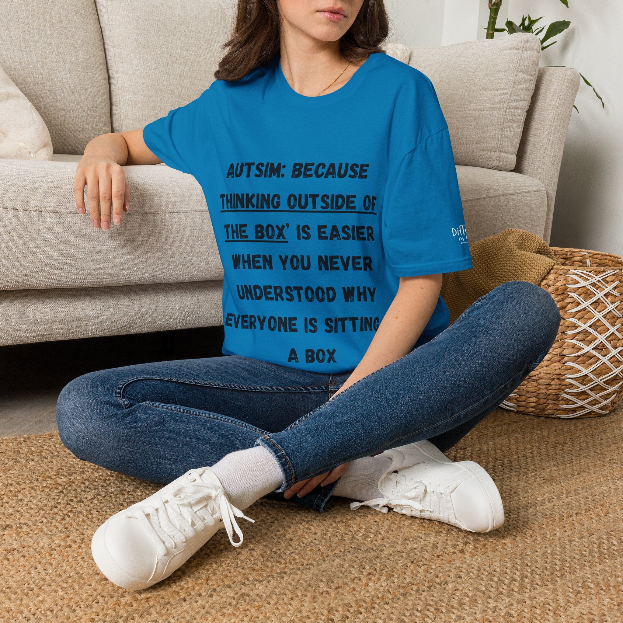Autism Awareness T-Shirt — "Autism: Because Thinking Outside of the Box Is Easier"