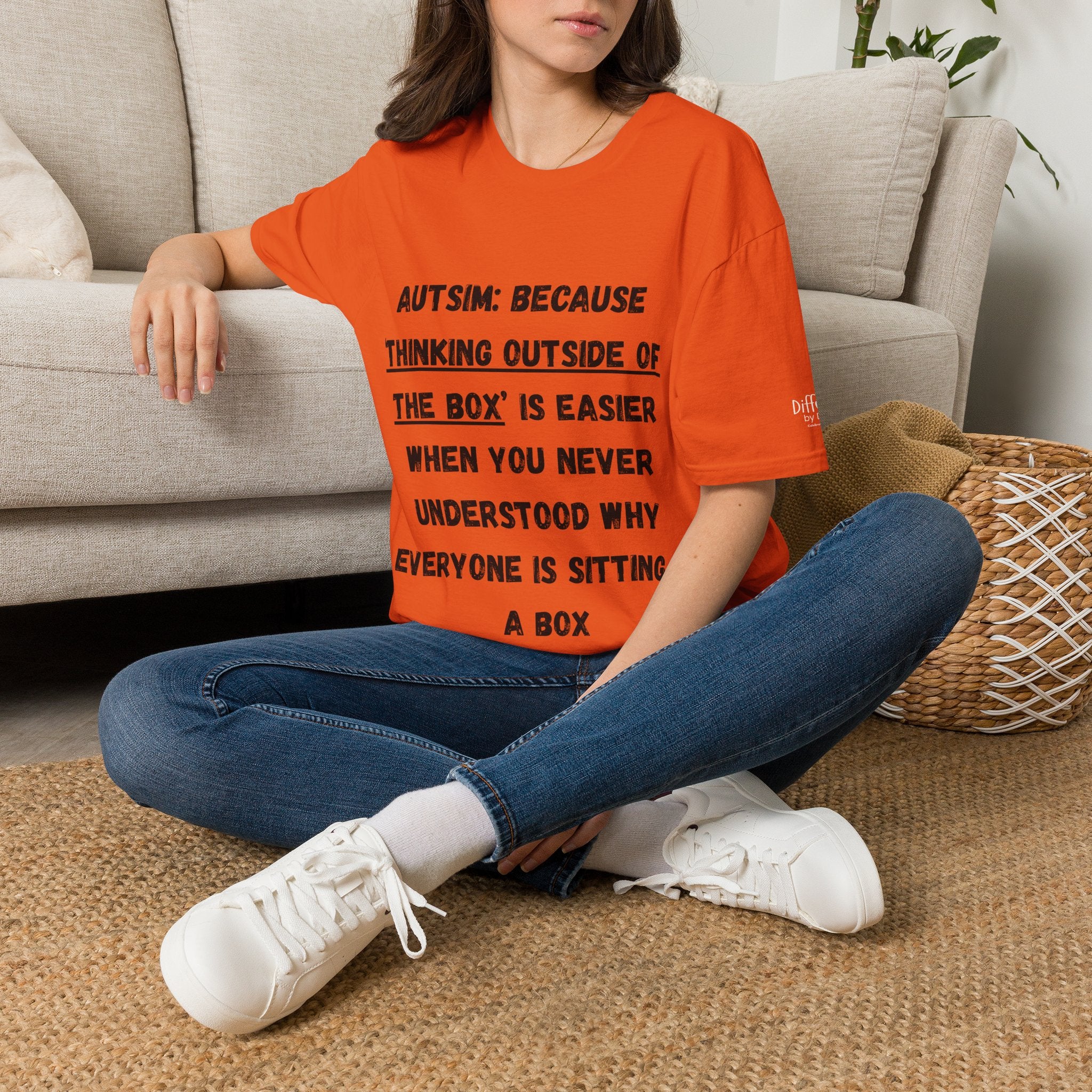 Autism Awareness T-Shirt — "Autism: Because Thinking Outside of the Box Is Easier"