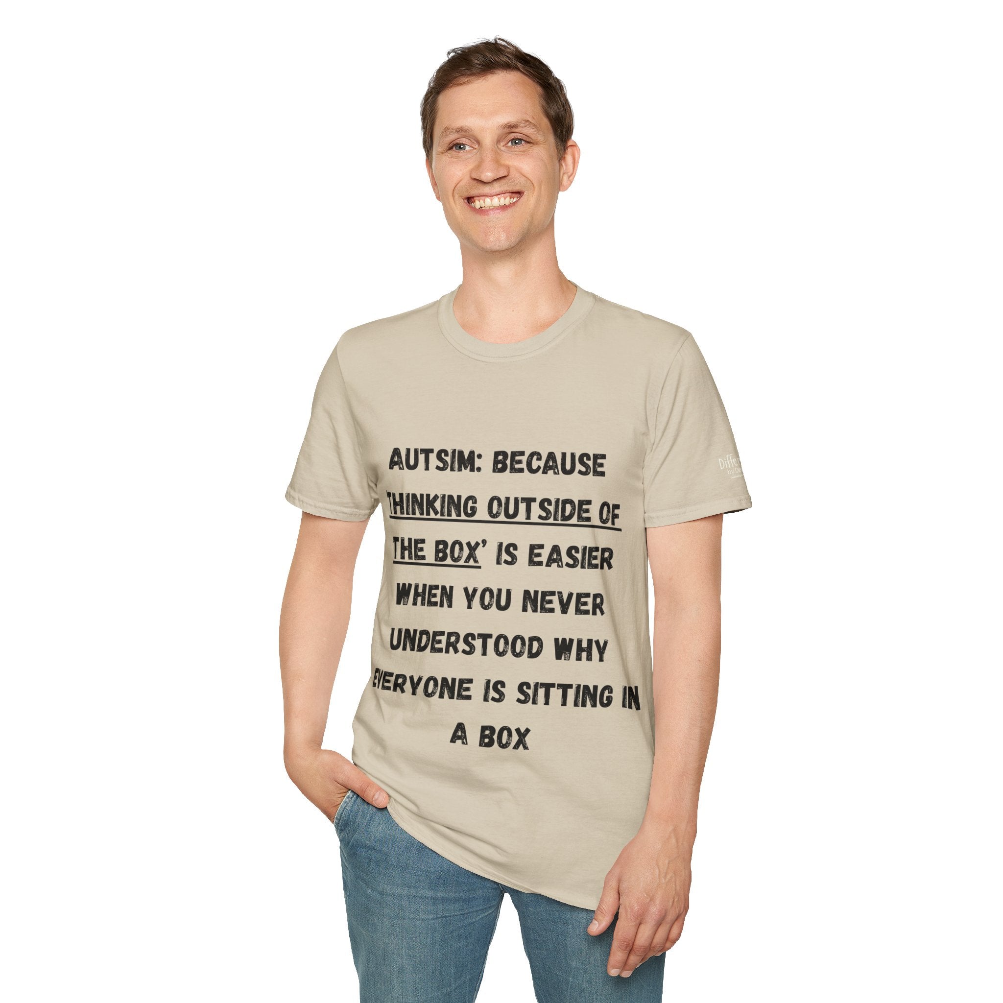 Autism Awareness T-Shirt — "Autism: Because Thinking Outside of the Box Is Easier"