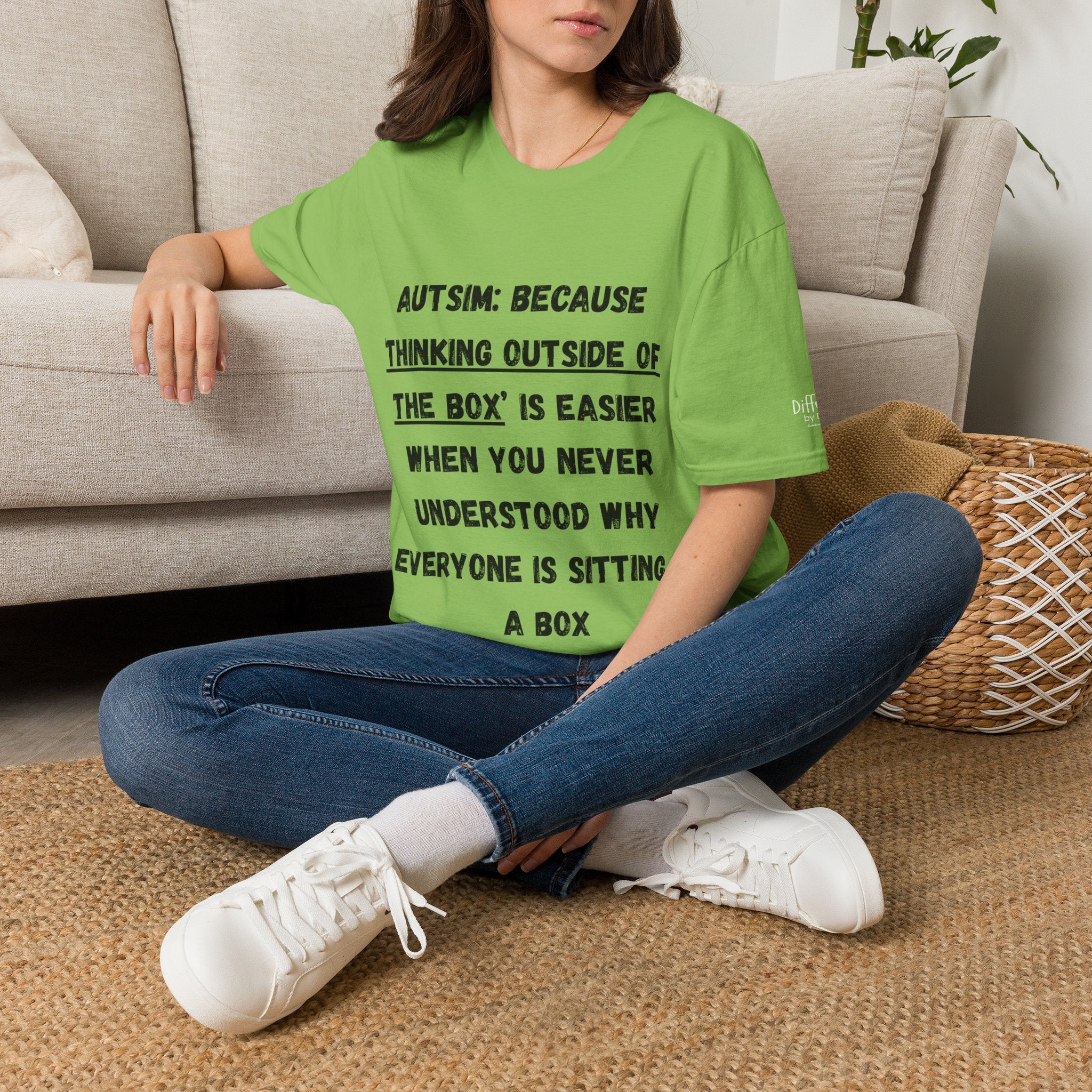 Autism Awareness T-Shirt — "Autism: Because Thinking Outside of the Box Is Easier"