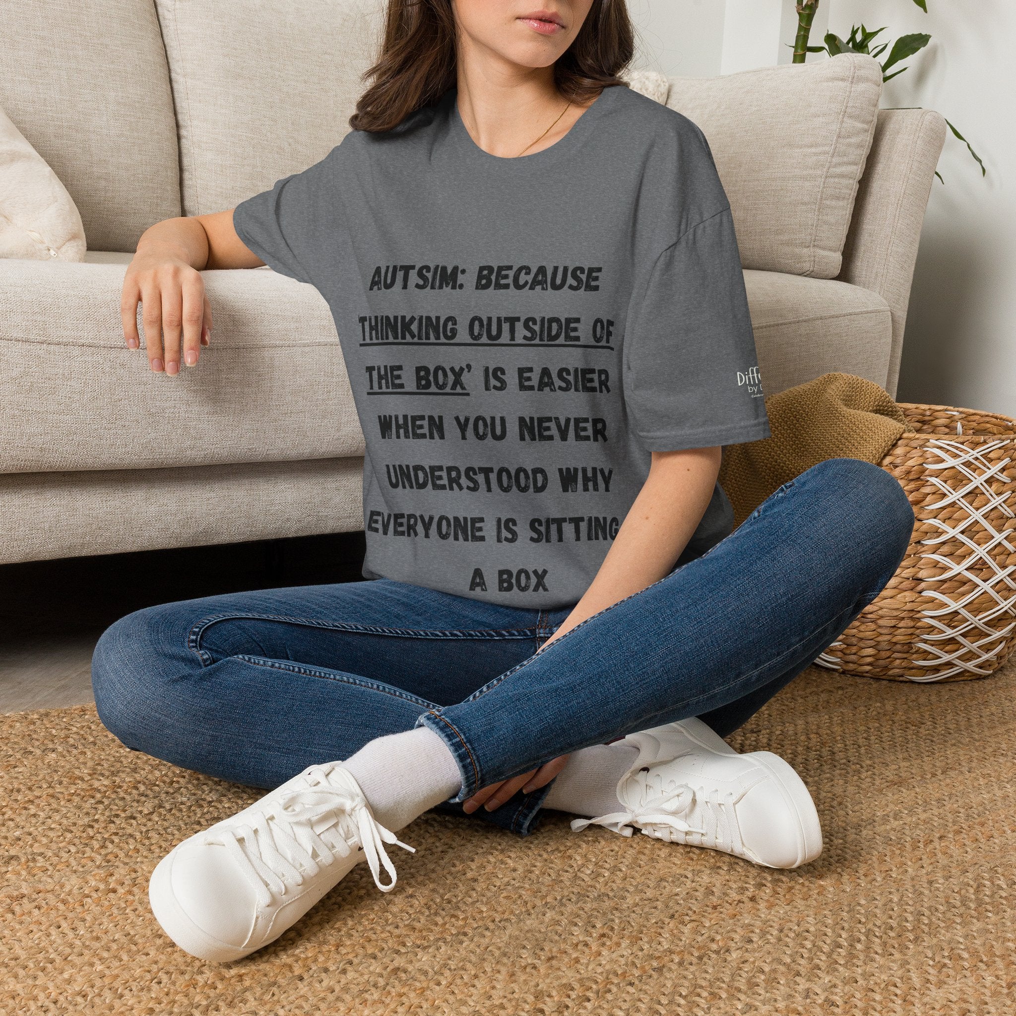 Autism Awareness T-Shirt — "Autism: Because Thinking Outside of the Box Is Easier"