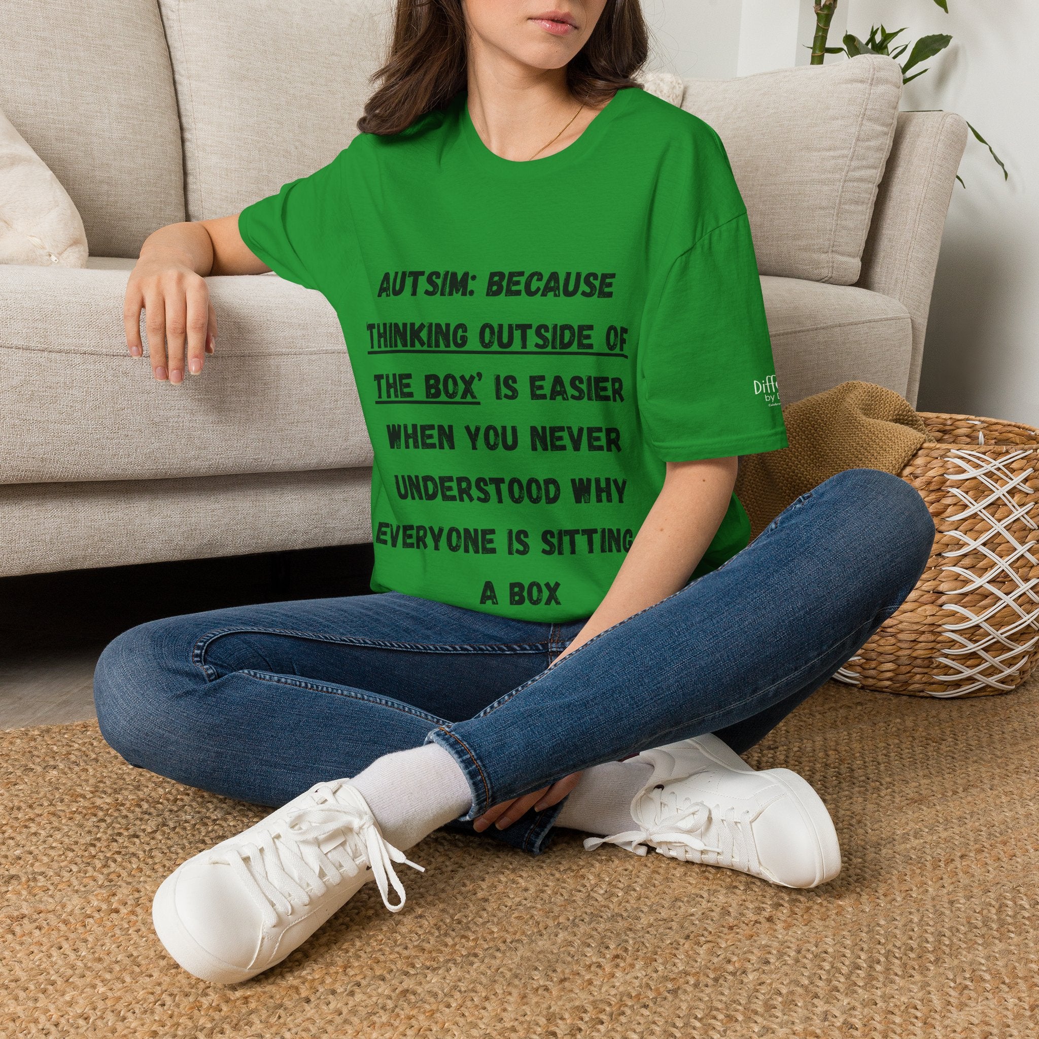 Autism Awareness T-Shirt — "Autism: Because Thinking Outside of the Box Is Easier"