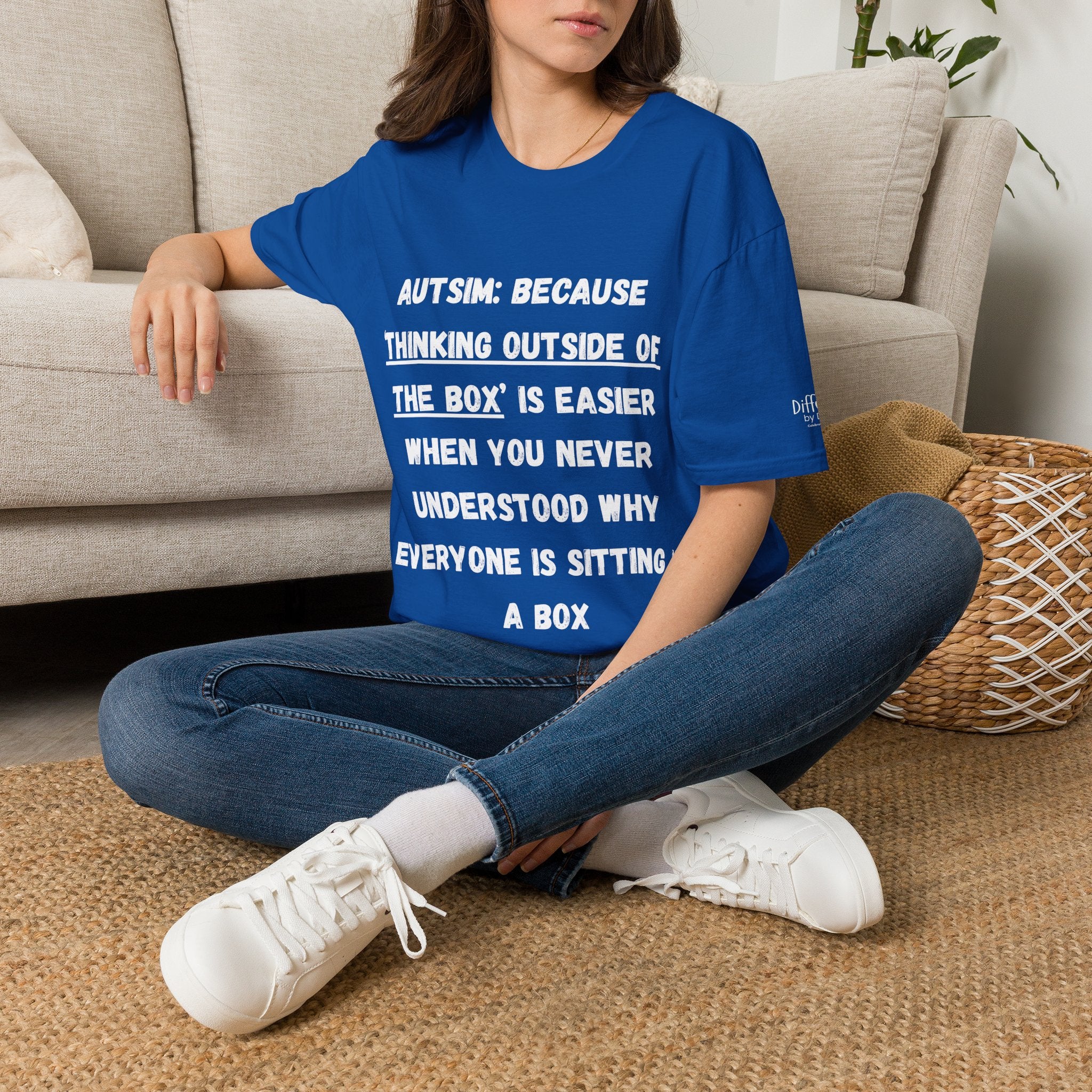 Autism Awareness T-Shirt — "Autism: Because Thinking Outside of the Box Is Easier"
